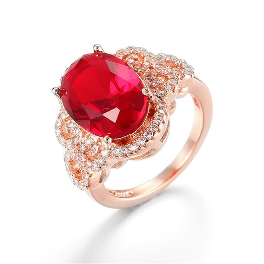Red Crystal & Cubic Zirconia Red Crystal Floral Ring