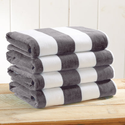 Cotton Velour Cabana Stripe Beach Towel - Novia Collection