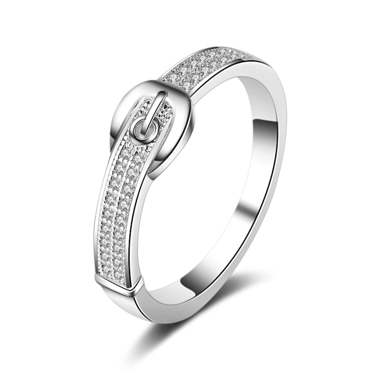 Cubic Zirconia & Silvertone Belt Band-8