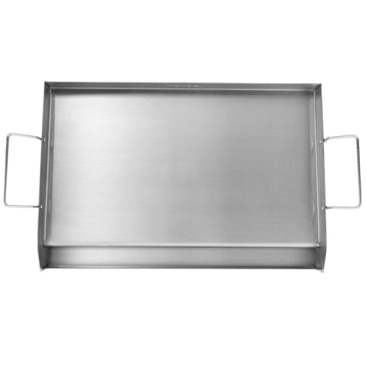 VEVOR Stove Top Griddle, 23.5"x16" Pre-Seasoned Stainless Steel Griddle, Rectangular Double Burner Griddle Pan, Non-Stick Family Pan Cookware with Handles and Oil Groove, for BBQ, Gas Grills, Silver - Silver