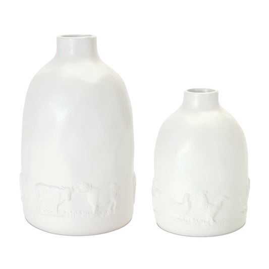 Melrose International Ceramic Farm Animal Vase (Set of 2)