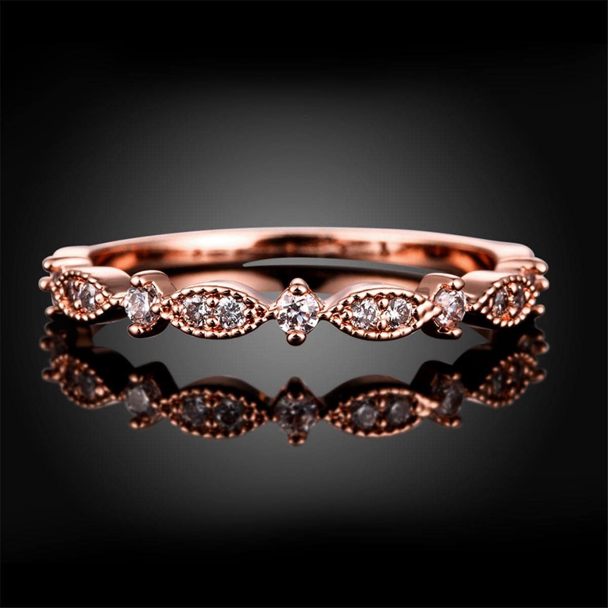 Cubic Zirconia & Rose Goldtone Botany Pattern Band