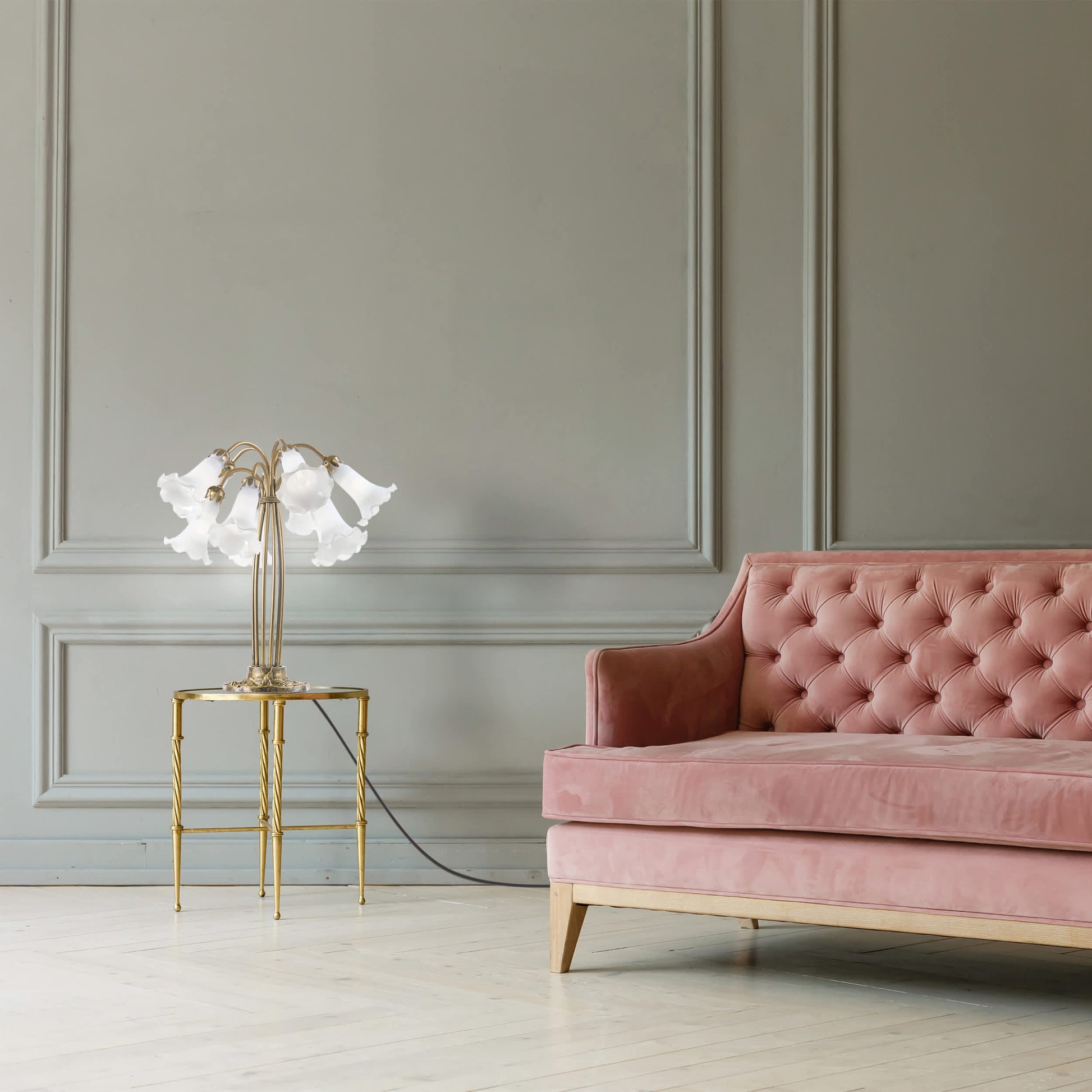 White/ Antique Brass-