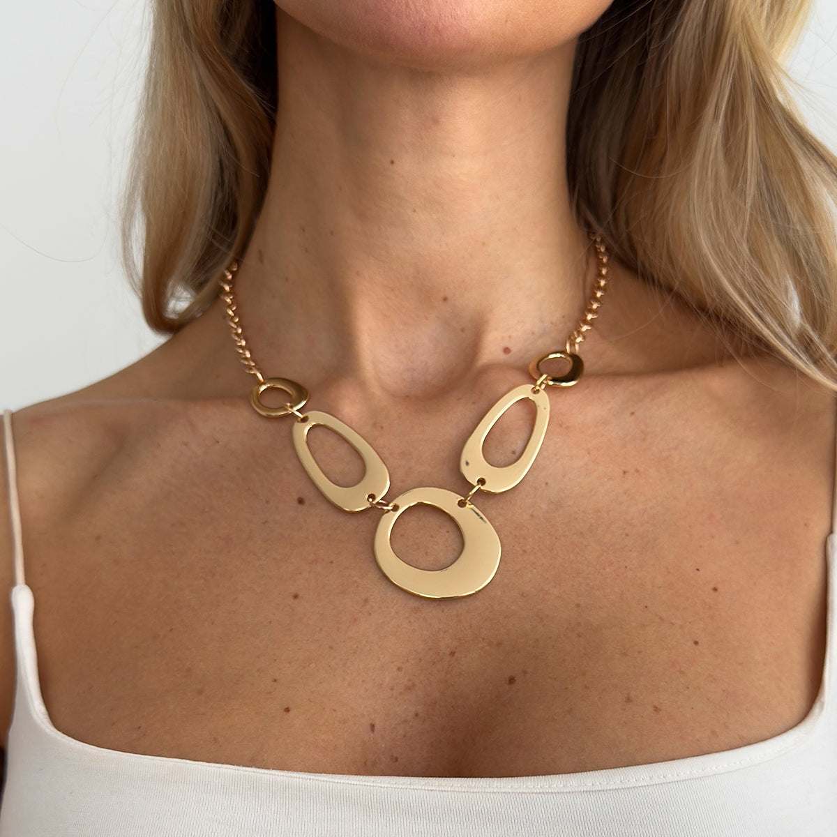 Goldtone Open Geometric Necklace