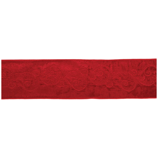 Melrose International Ornate Embroidered Wired Ribbon 4" x 5 Yds.