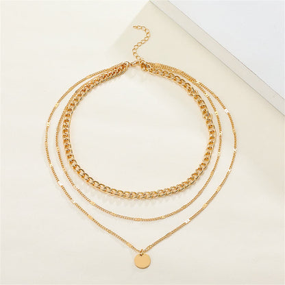 Goldtone Cuban Chain Pendant Layered Necklace