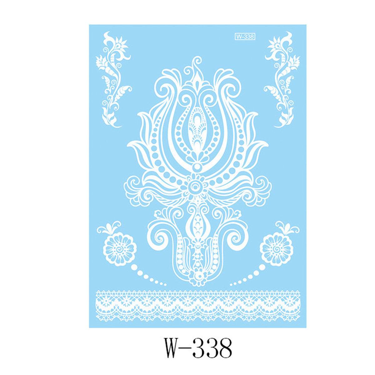 White Lace Floral Temporary Tattoos-Set of 5