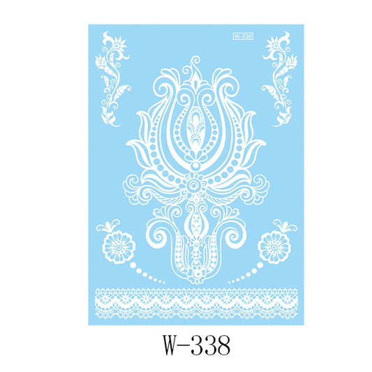 White Lace Floral Temporary Tattoos-Set of 5
