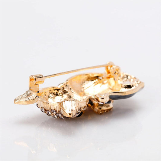 Cubic Zirconia & Goldtone Kitty Brooch