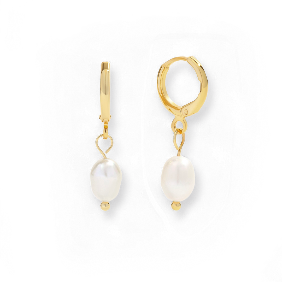 Mint & Lily Freshwater Pearl Drop Huggie Earrings