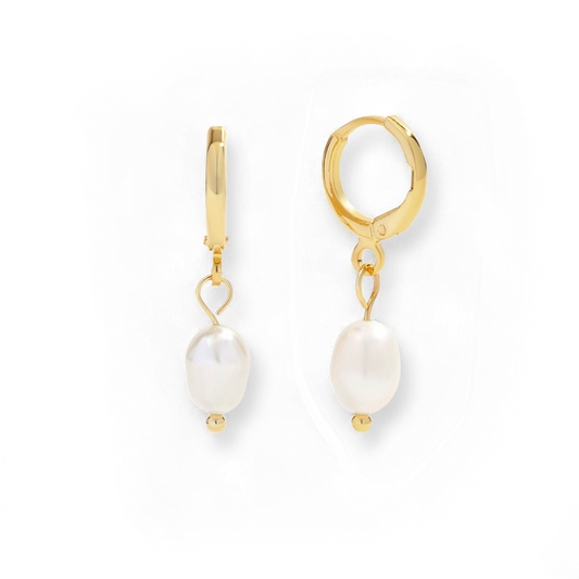 Mint & Lily Freshwater Pearl Drop Huggie Earrings