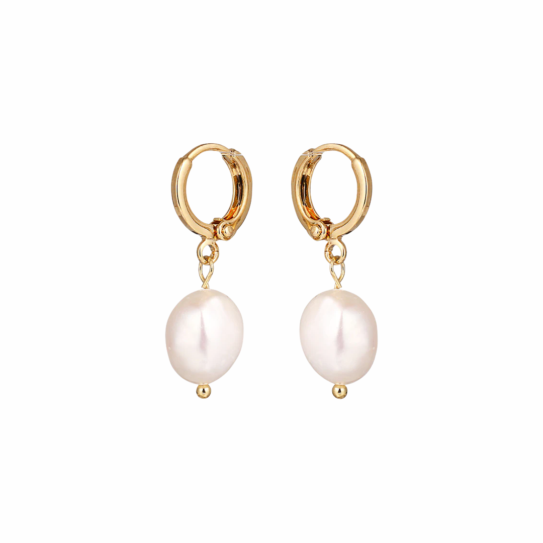 Mint & Lily Freshwater Pearl Drop Huggie Earrings