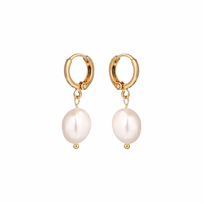 Mint & Lily Freshwater Pearl Drop Huggie Earrings