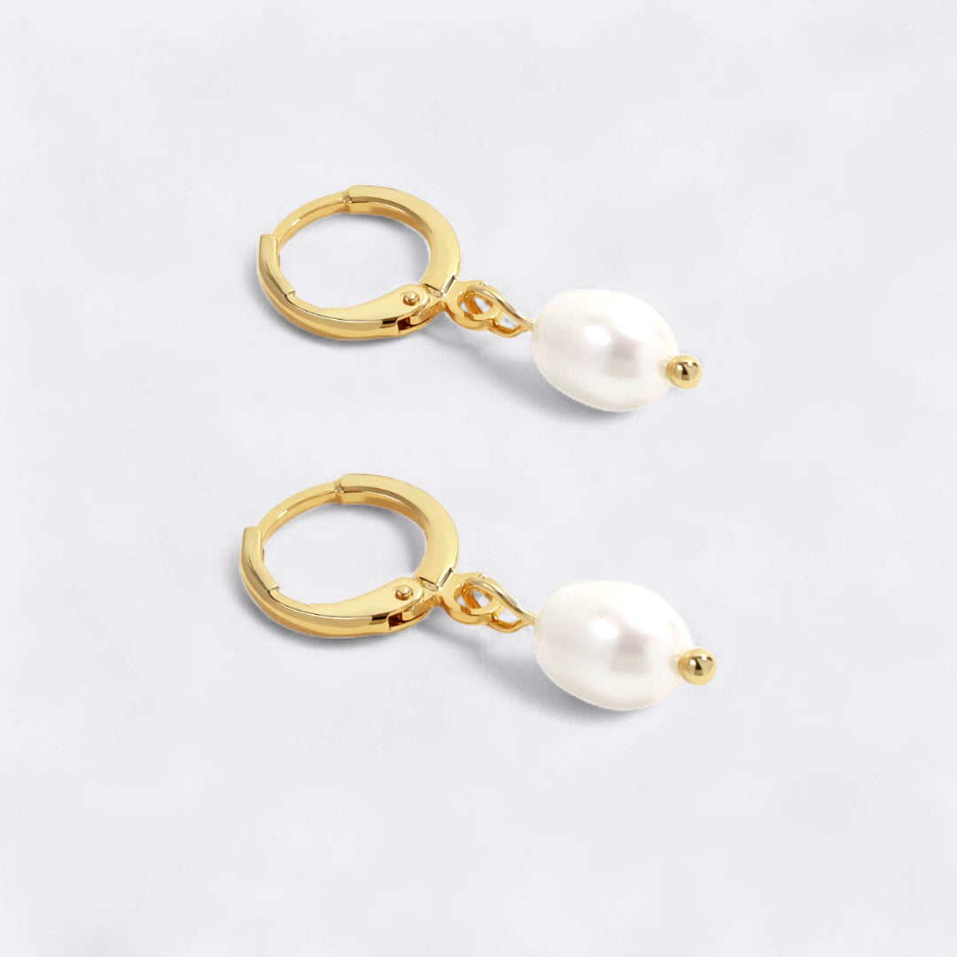Mint & Lily Freshwater Pearl Drop Huggie Earrings