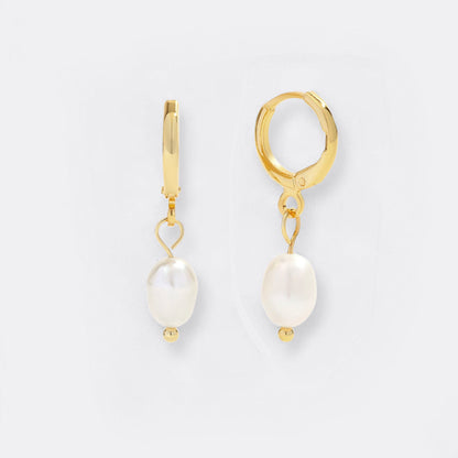 Mint & Lily Freshwater Pearl Drop Huggie Earrings