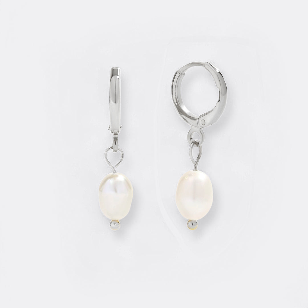 Mint & Lily Freshwater Pearl Drop Huggie Earrings