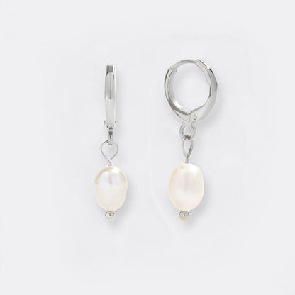Mint & Lily Freshwater Pearl Drop Huggie Earrings