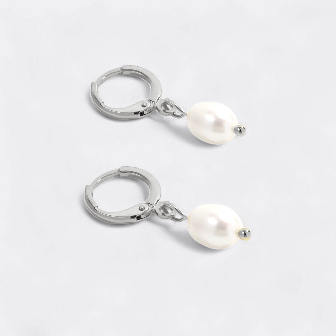 Mint & Lily Freshwater Pearl Drop Huggie Earrings