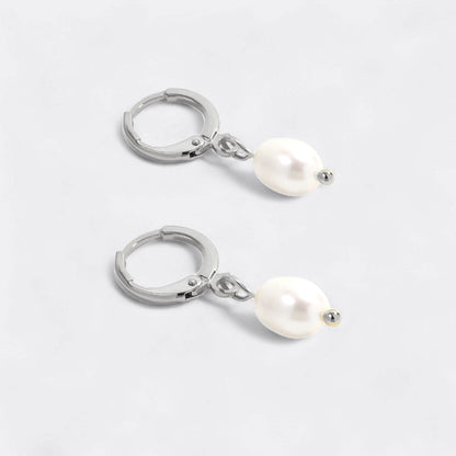 Mint & Lily Freshwater Pearl Drop Huggie Earrings
