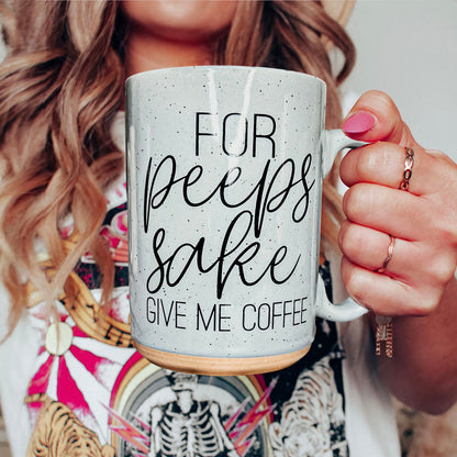 modern easter typography
minimalist spring mug
pastel easter decor
speckled ceramic design
spring coffee cup style