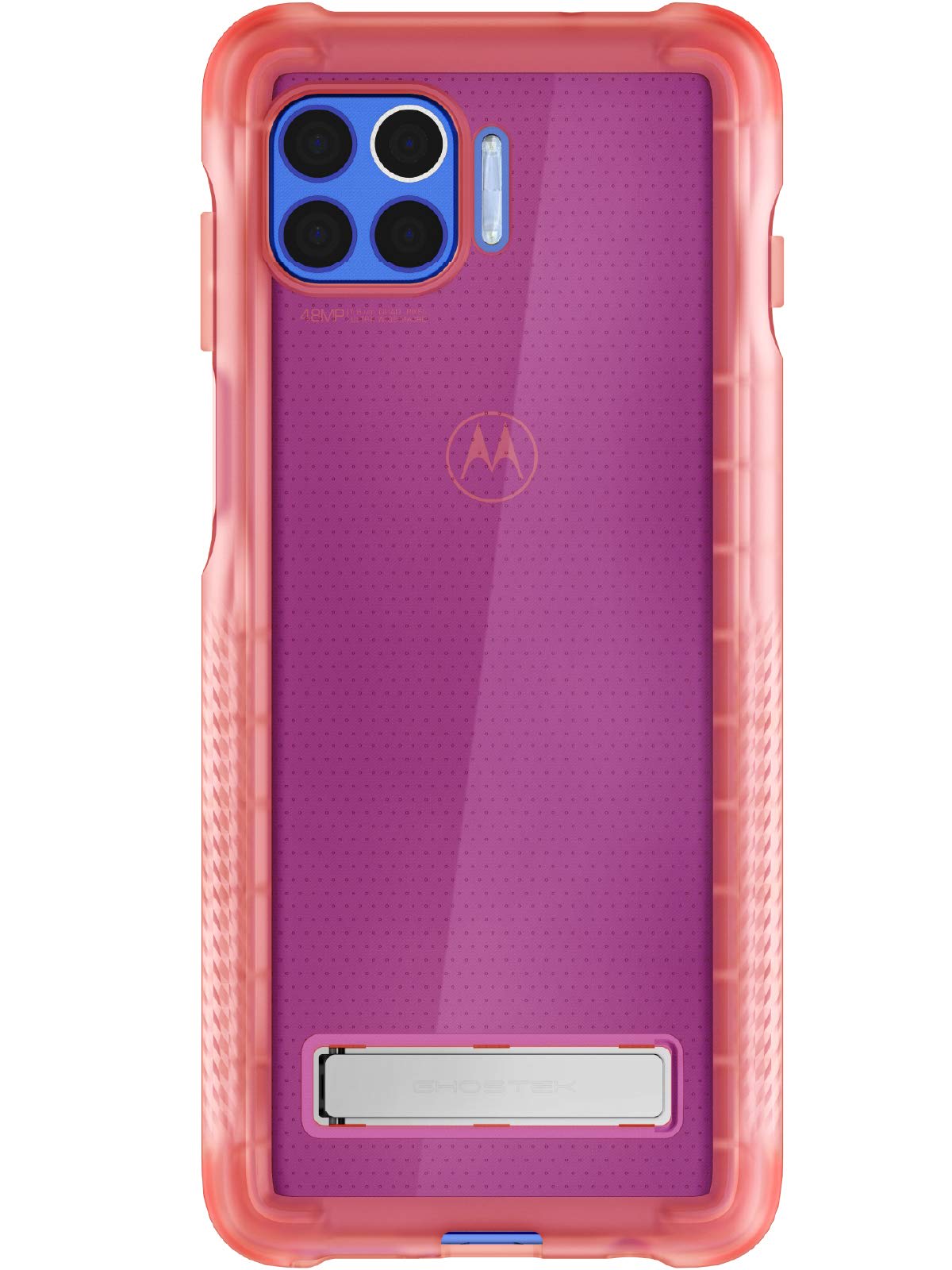 Ghostek Covert Clear Moto One 5g Case with Built-In Kickstand and Slim Grip Bumper Premium Durable Shockproof Phone Cover Wireless Charging Compatible for 2020 Motorola Moto One 5g (6.7 Inch) (Pink)