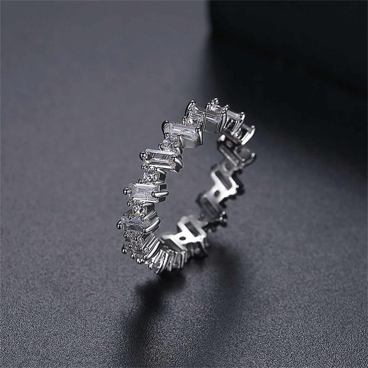 Pink Crystal & Cubic Zirconia Band Ring-1