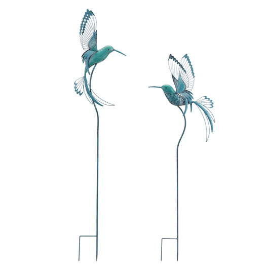 Melrose International Iron Metal Hummingbird Garden Stake (Set of 2)