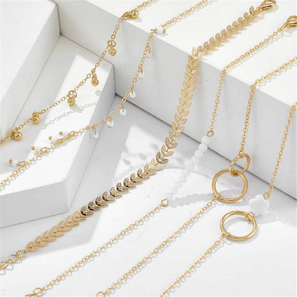 Goldtone Leaf Bracelet Set