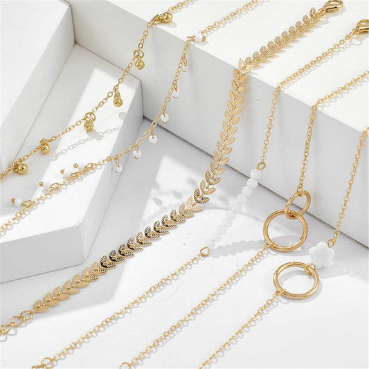 Goldtone Leaf Bracelet Set