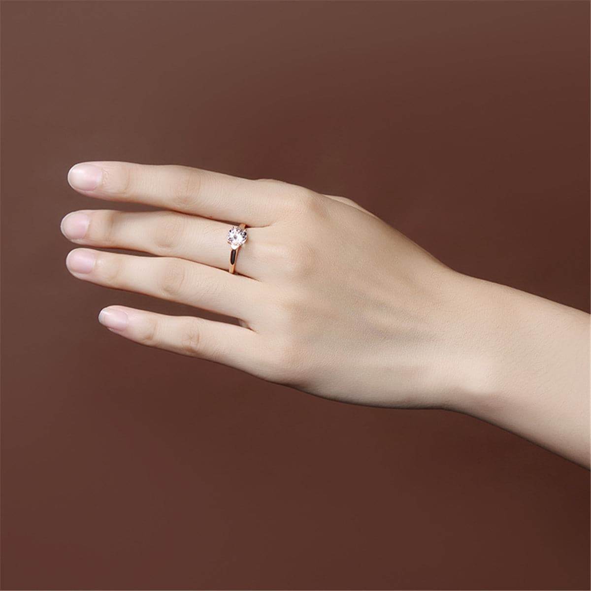 Champagne Crystal & Rose Goldtone Round Ring