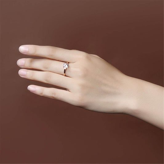 Champagne Crystal & Rose Goldtone Round Ring