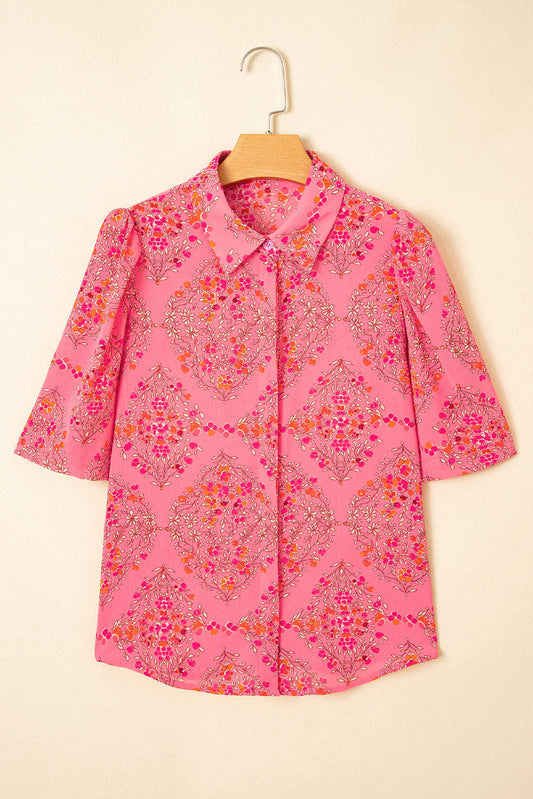 Threaded Pear Josephine Floral Wide Short Sleeve Loose Top