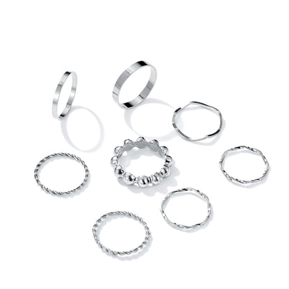 Silvertone Twine Ring Set