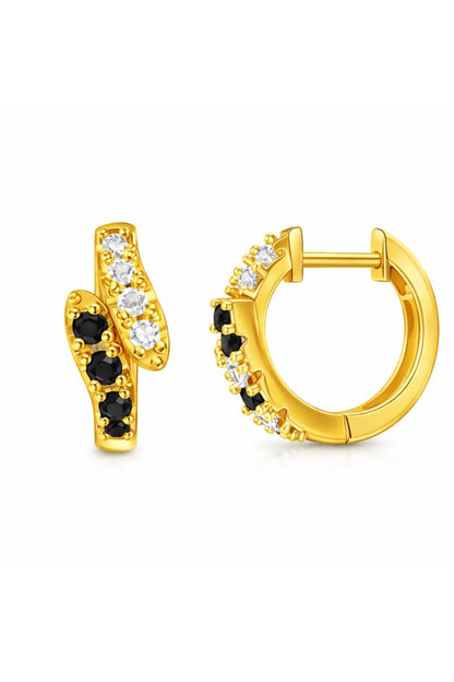 Split Pavé Black & White Huggie Hoops