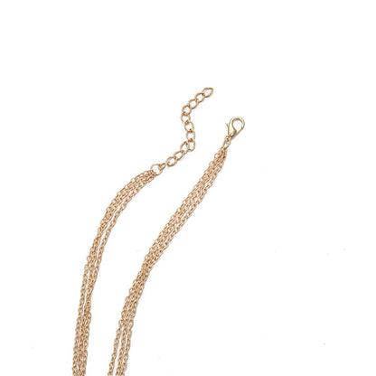 Goldtone Ring & Bar Layered Pendant Necklace