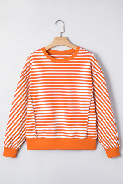 Gracelynn Shoulder Casual Pullover Top - Red Stripe / L - 12/14