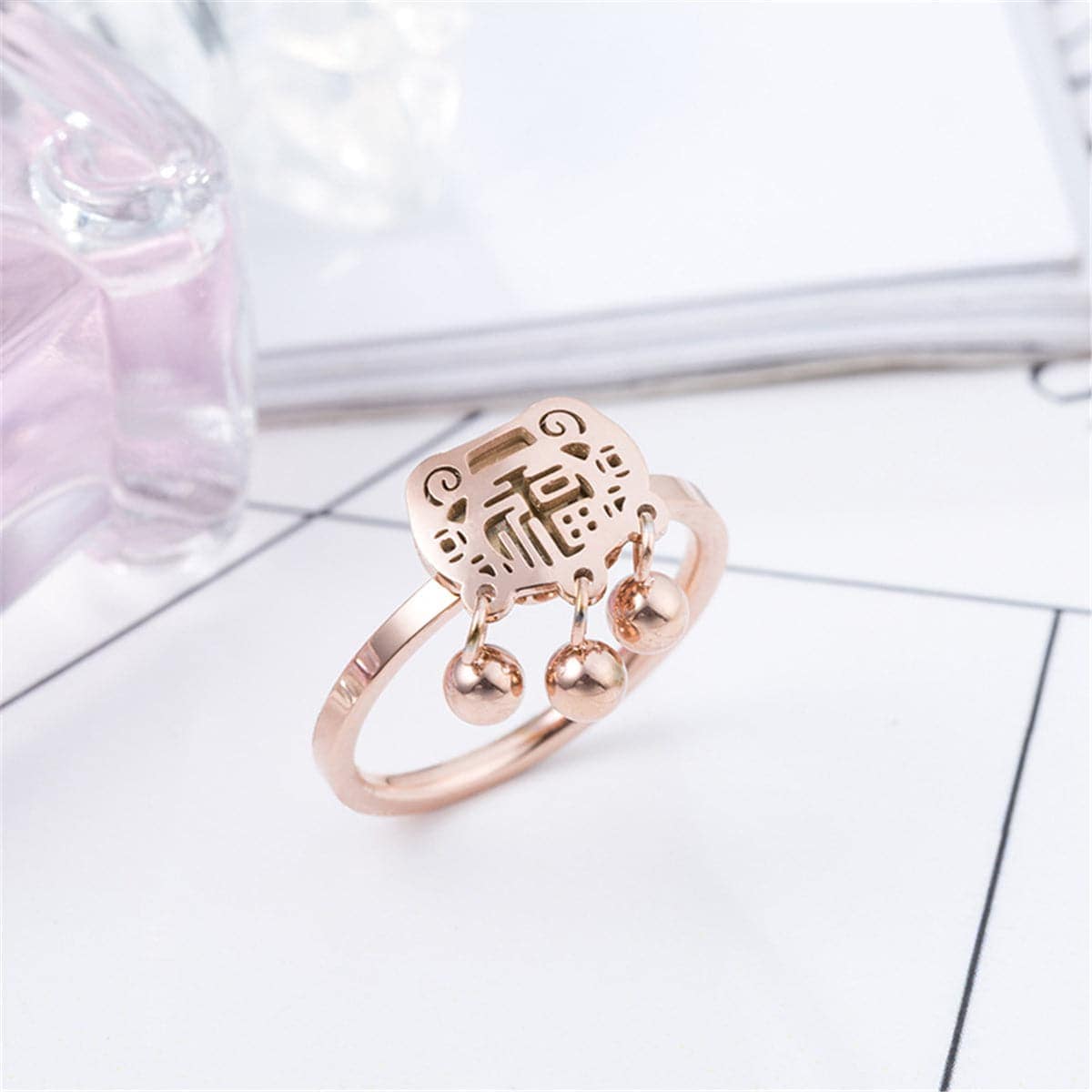 Rose Goldtone Lock Of Longevity Band Ring
