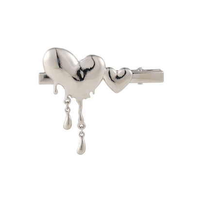 Silvertone Melting Heart Hair Clip