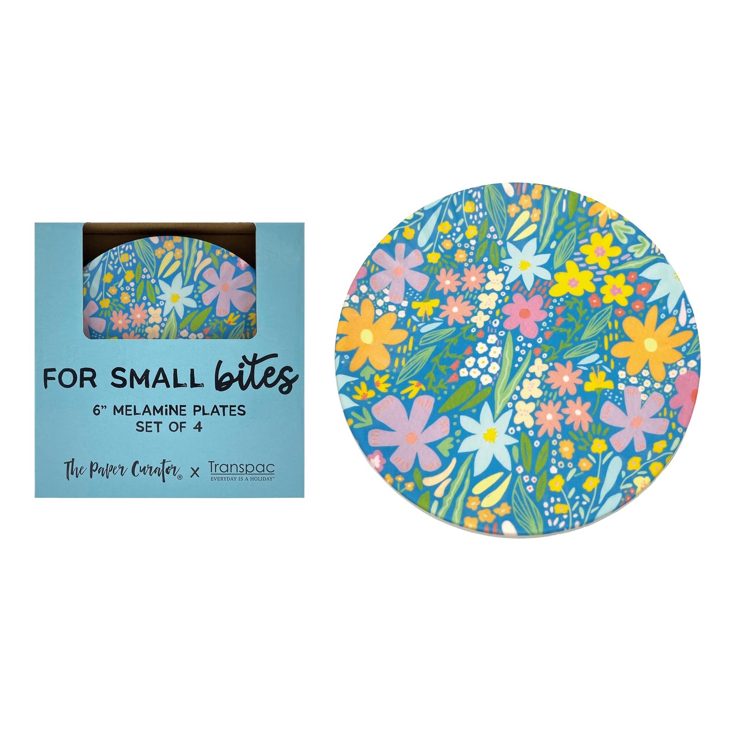Set of 4 Floral Melamine Appetizer Plates Spring Home Decor Dining Essentials