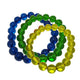 blue, green, yellow