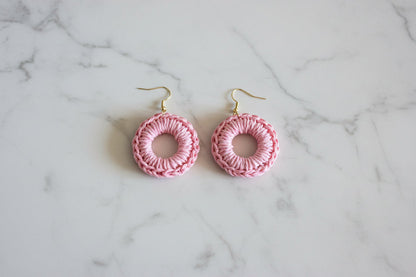 Women’s Handmade Hoop Earrings – Minimal Pink Circle Design