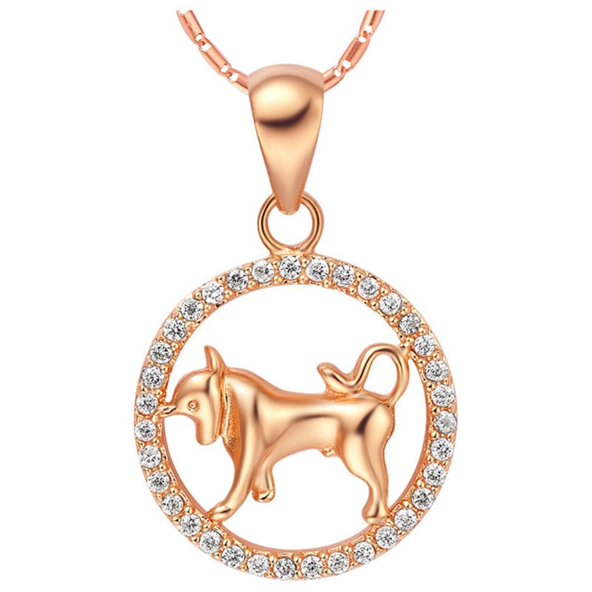 Cubic Zirconia & Rose Goldtone Taurus Pendant Necklace