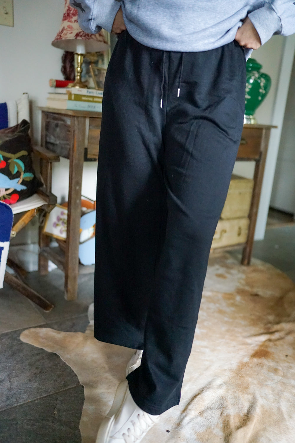 Threaded Pear Greta Elastic High Waist Drawstring Sweatpants