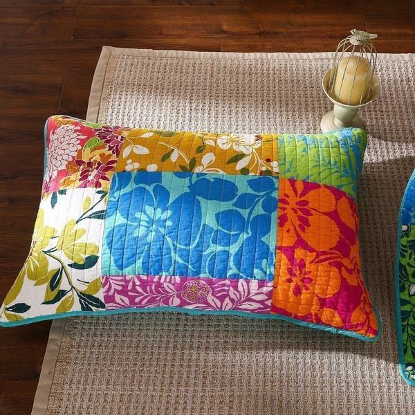 Tache 1 Piece Cotton Colorful Flower Power Party Patchwork Sham Pillow Cover (TAFloralPatchwork-Sham)