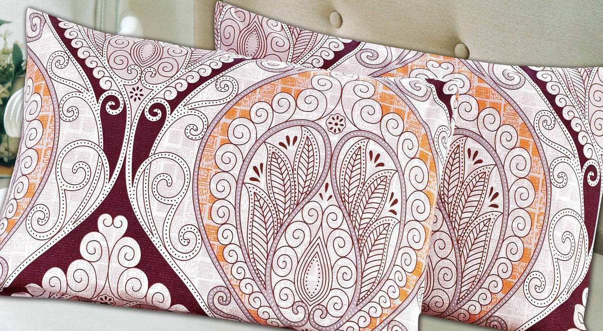 Tache Maroon Mandala Ivory Damask Pillowcases (2131-PC)