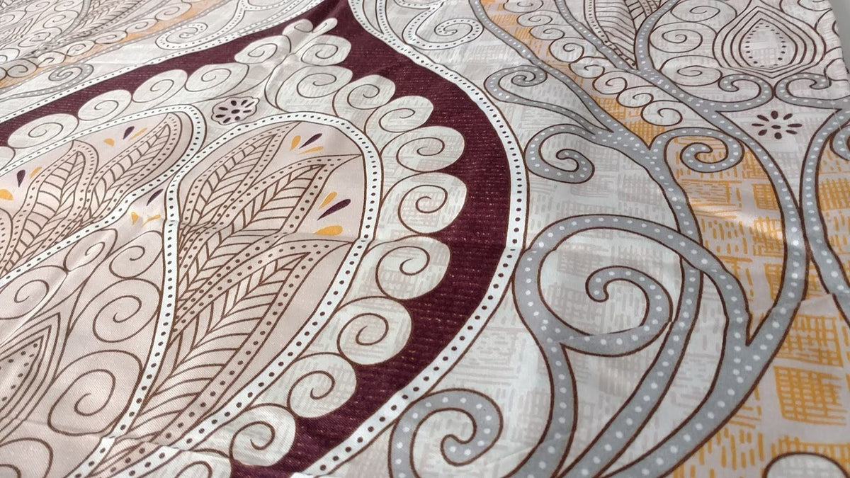 Tache Maroon Mandala Ivory Damask Pillowcases (2131-PC)