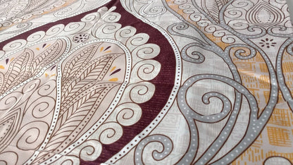 Tache Maroon Mandala Ivory Damask Pillowcases (2131-PC)
