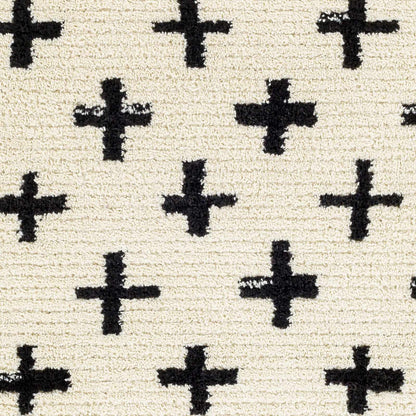 Anda Black on White Moroccan Plush Rug - Clearance