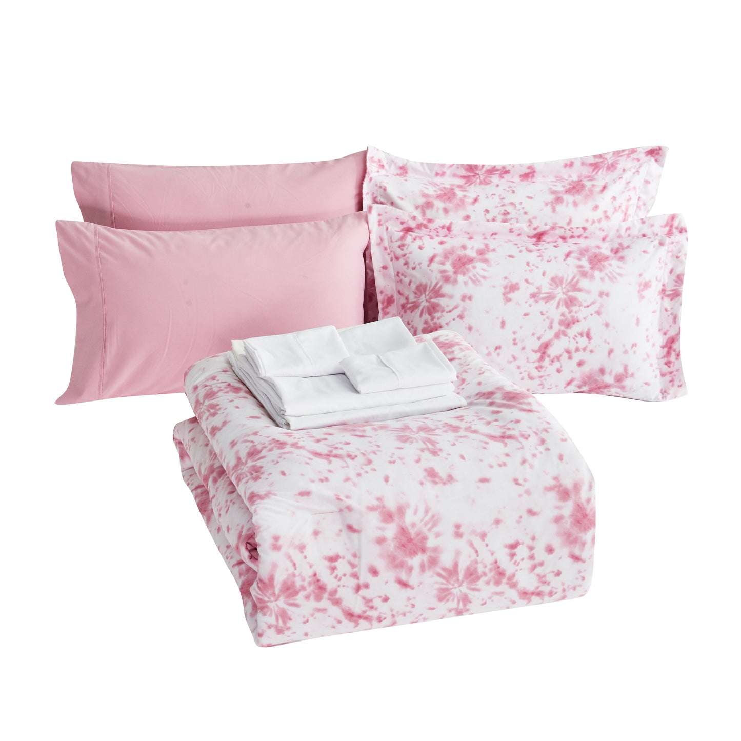 Elegant Comfort 10-Piece Tie-Dye Comforter Set, Includes 6-Piece Sheet Set with Double Sided Storage Pockets