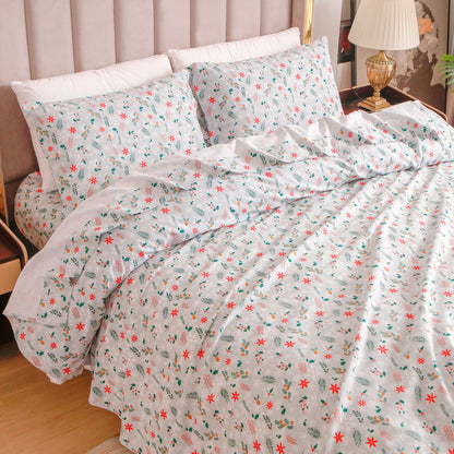 Elegant Comfort 4-Piece Holiday Cotton Flannel Sheet Set - 100% Turkish Cotton